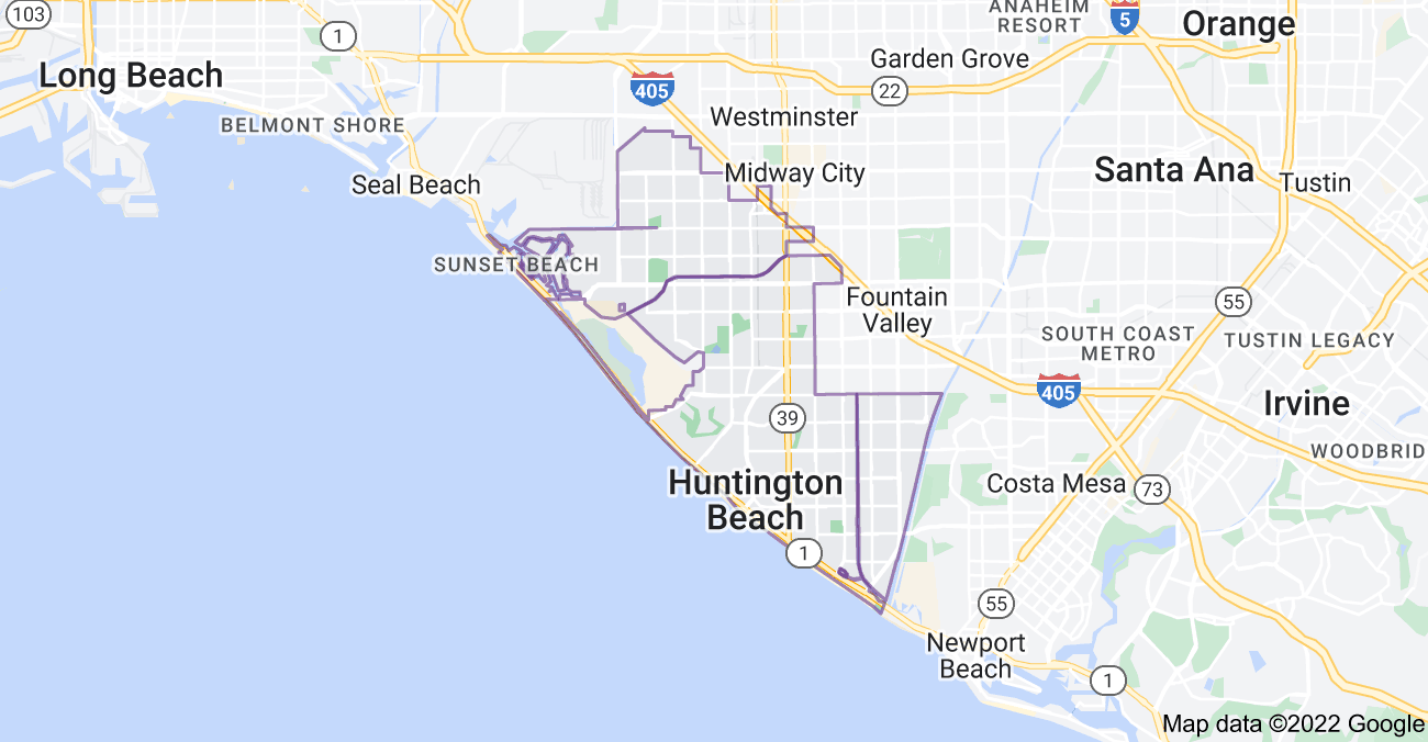 Map of Huntington Beach, CA