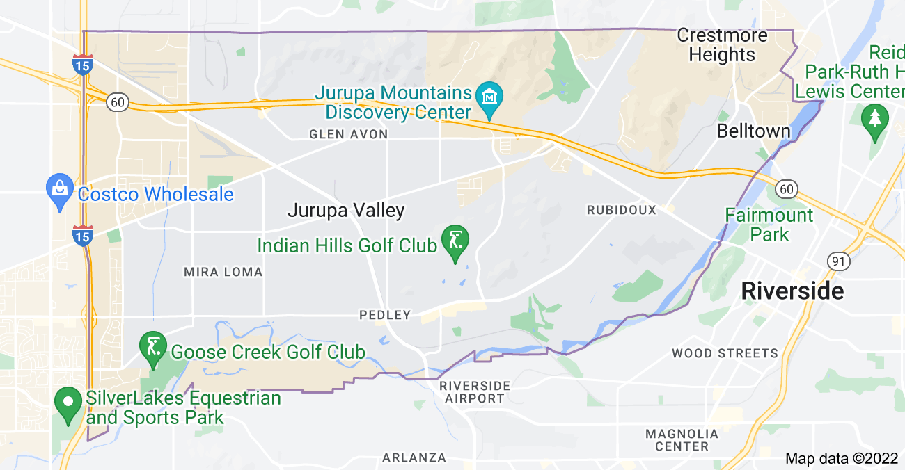 Map of Jurupa Valley, CA