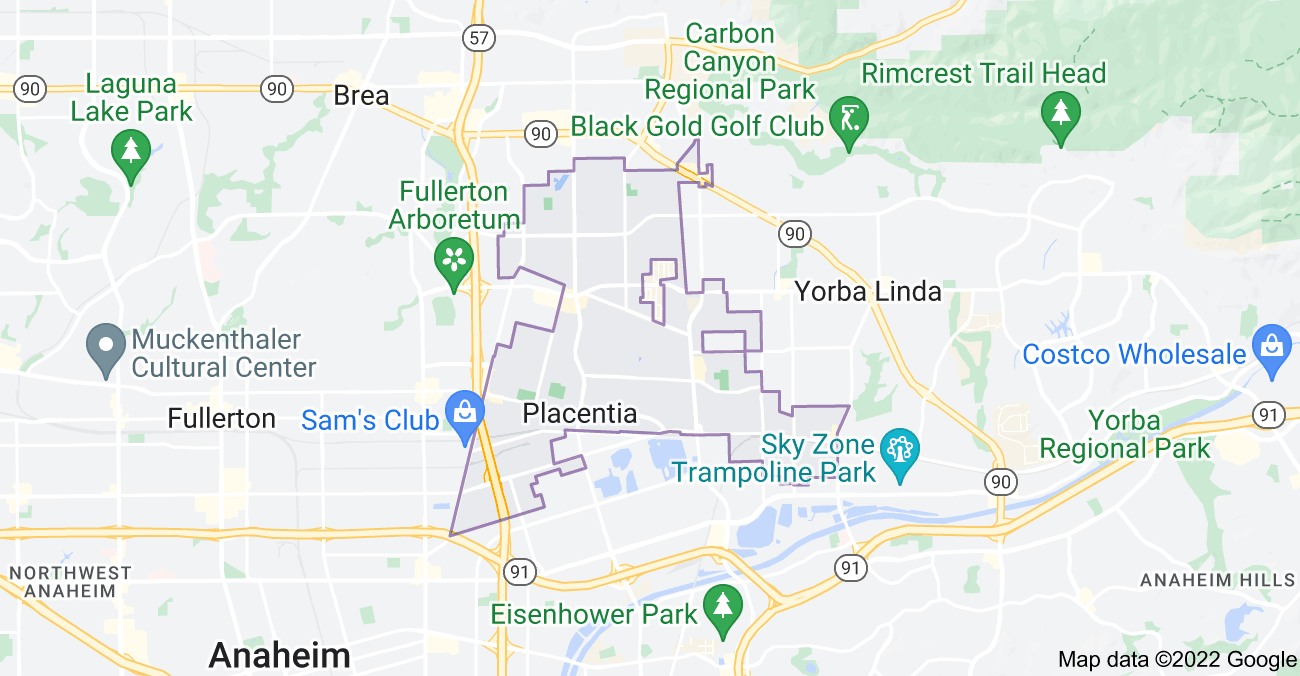 Map of Placentia, CA
