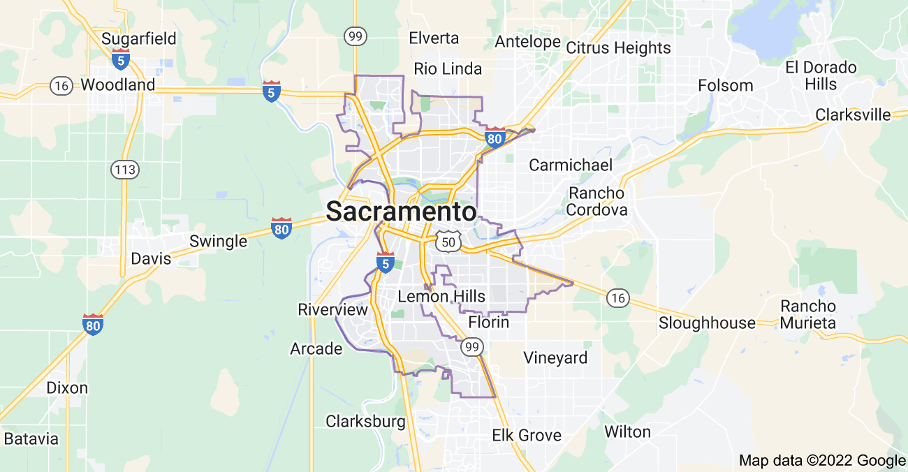 Map of Sacramento, CA