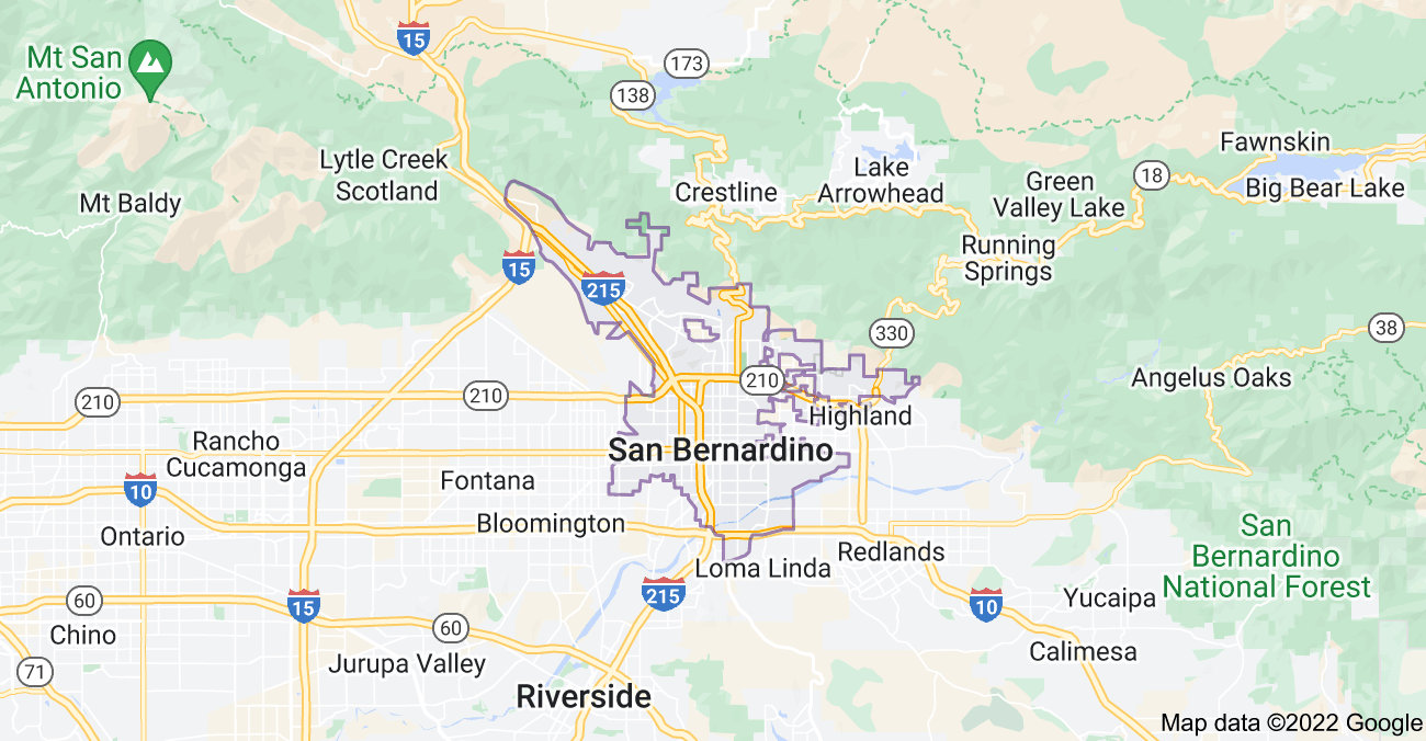 Map of San Bernardino, CA